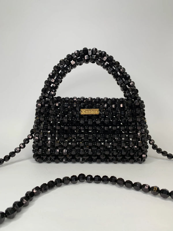 Elegant Black Crystal Beaded Handbag
